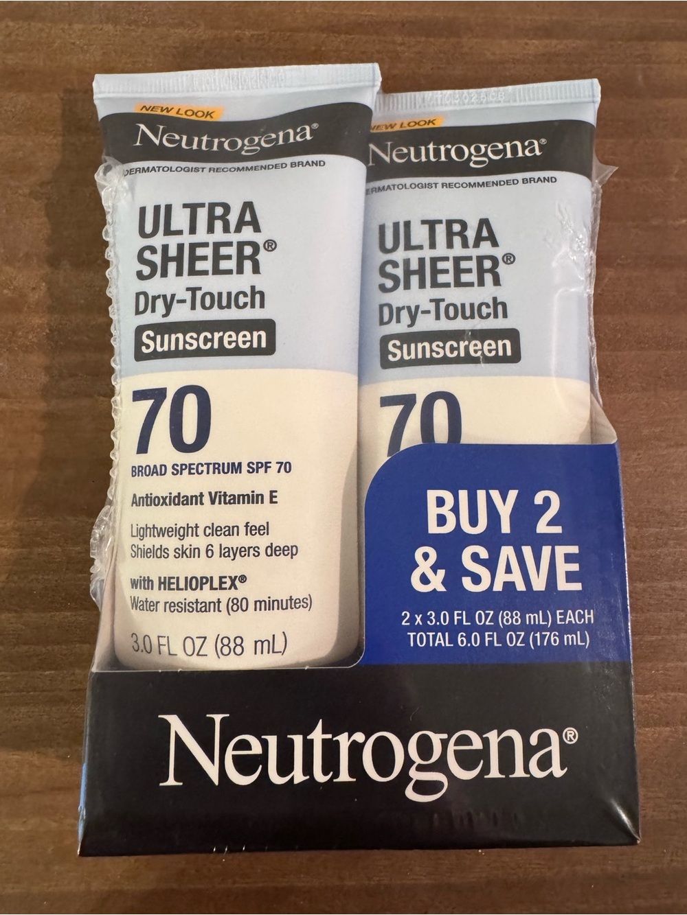 Neutrogena sunscreen 70 sheet twin pack